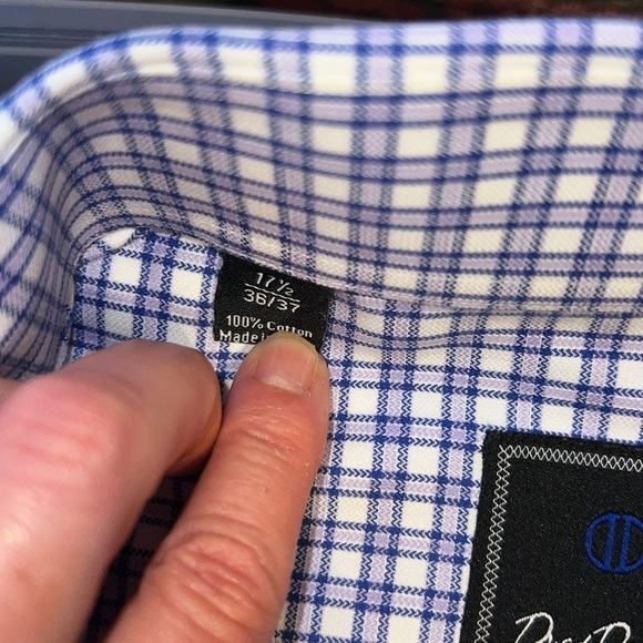 David Donahue Trim Cotton French Cuff Dress Shirt 171/2 36/37 - Picture 5 of 7